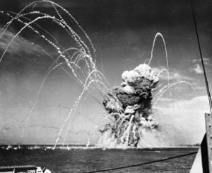 Large WWII ship explodes at sea